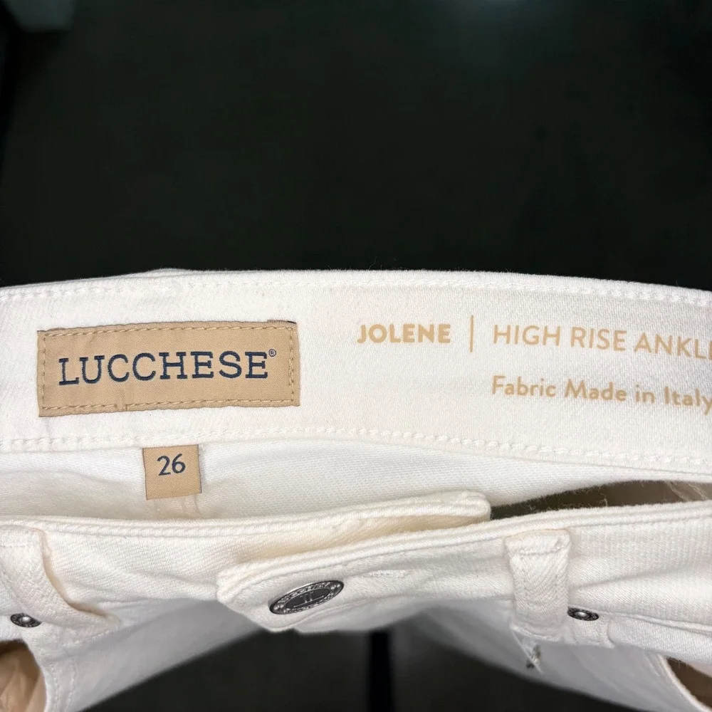 Lucchese Jolene Jeans Womens 26 White Good High Rise Ankle Wide Leg Italian - Picture 5 of 6